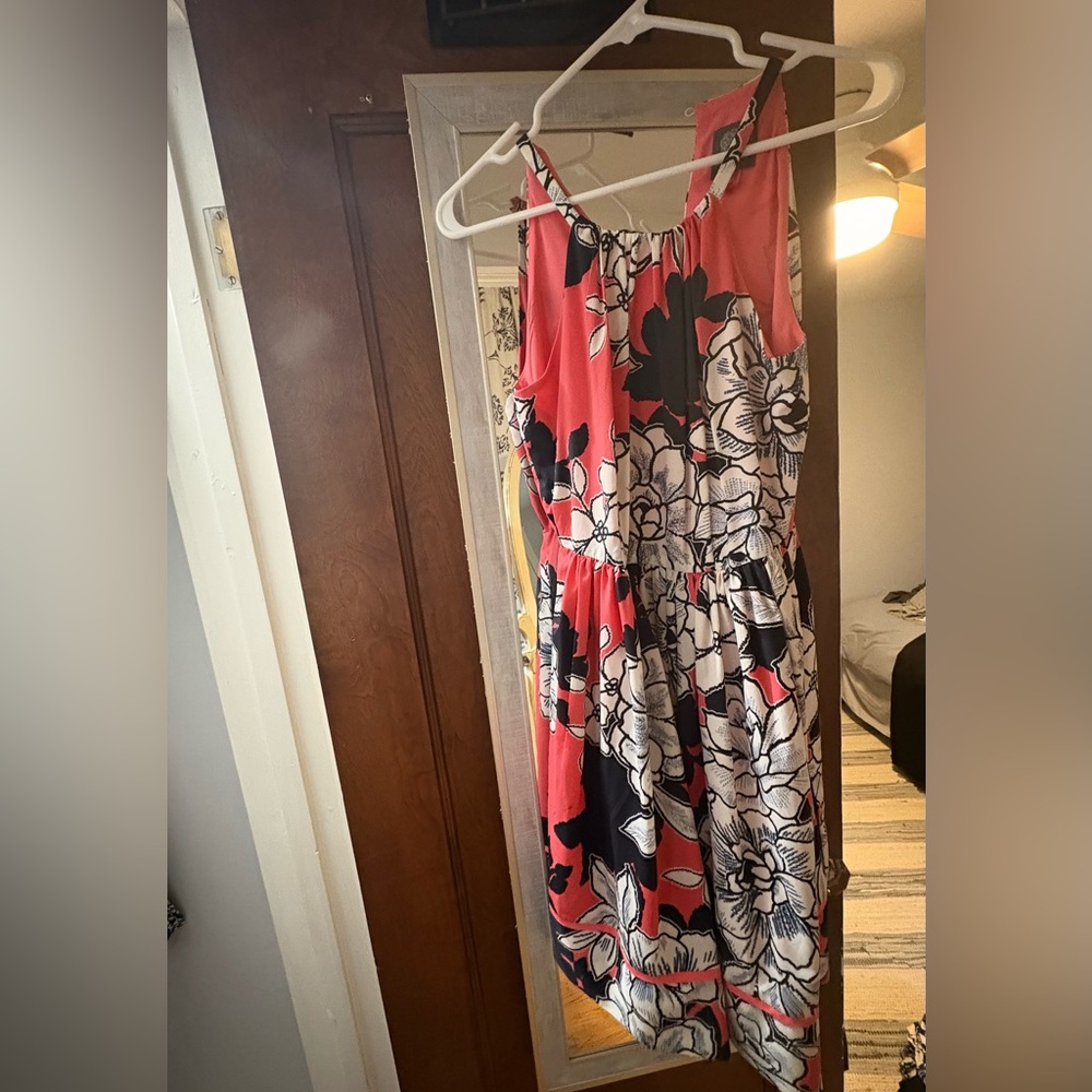 Vince Camuto Pink and Black Floral Midi Dress